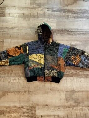Kids Multicolor Patchwork Hooded Puffer Jacket